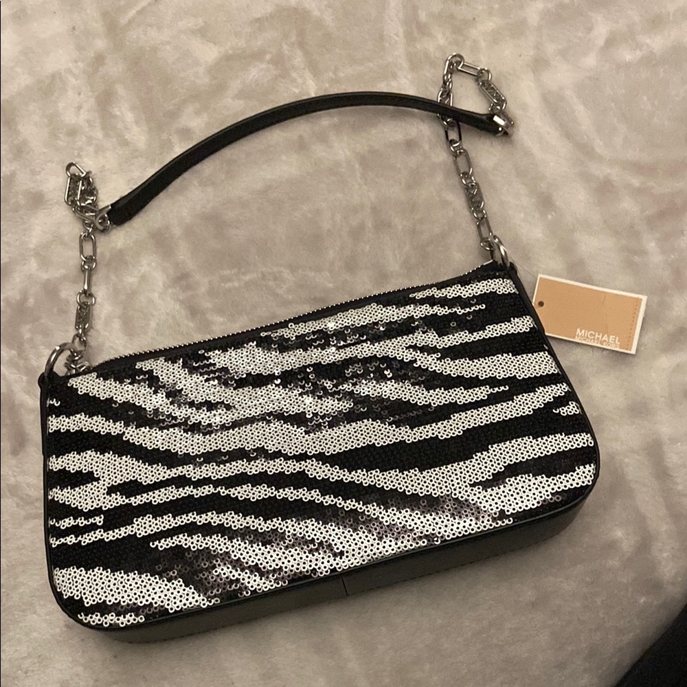Michael Kors Black and Silver Sequin Bag